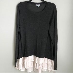 Susina Ruffle Floral Trim Sweater